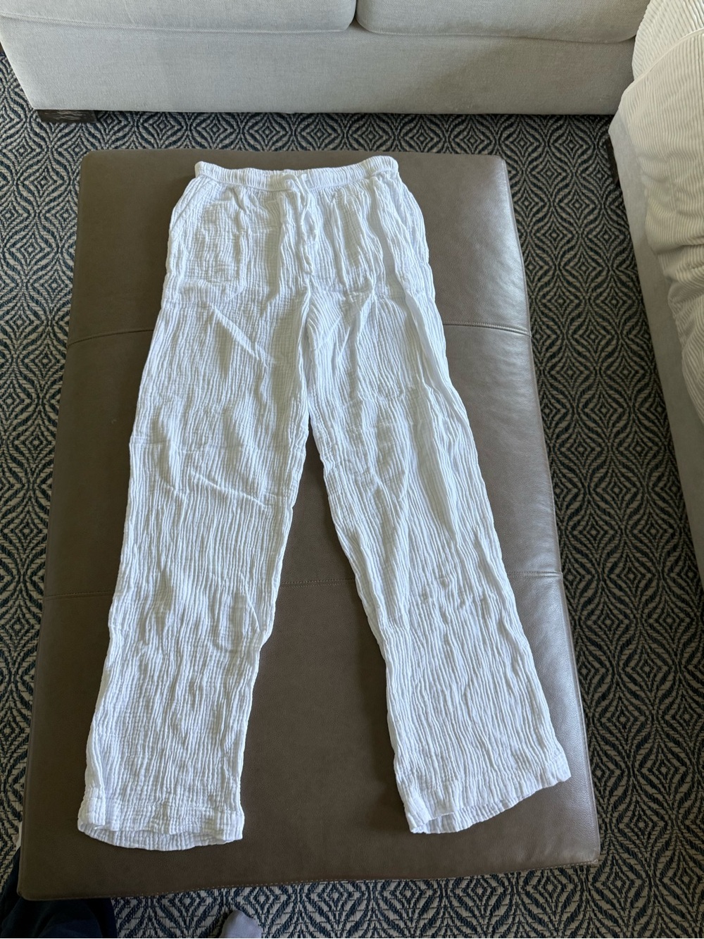 Splendid White Crinkled Elastic-Waist Kids Pants